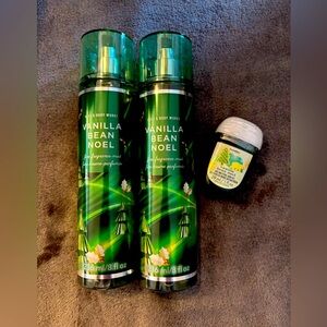 Bath & Body Works Vanilla Bean Noel Body Spray and free Sanitizer
